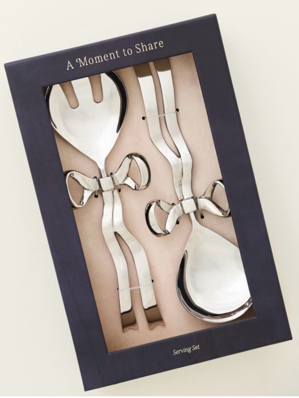 NIB Anthropologie Benedita Bow Stainless Steel Serving Set